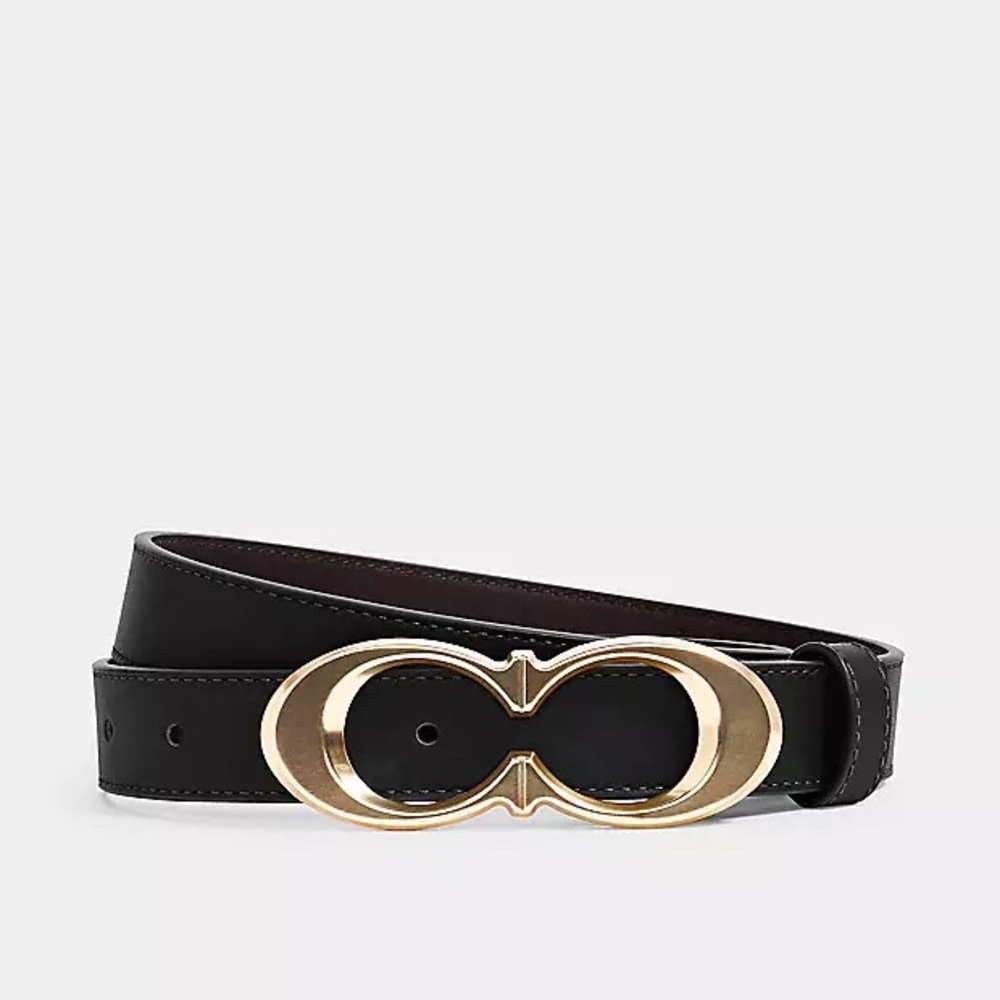 Medium Coach Logo Belt Gold & Black
